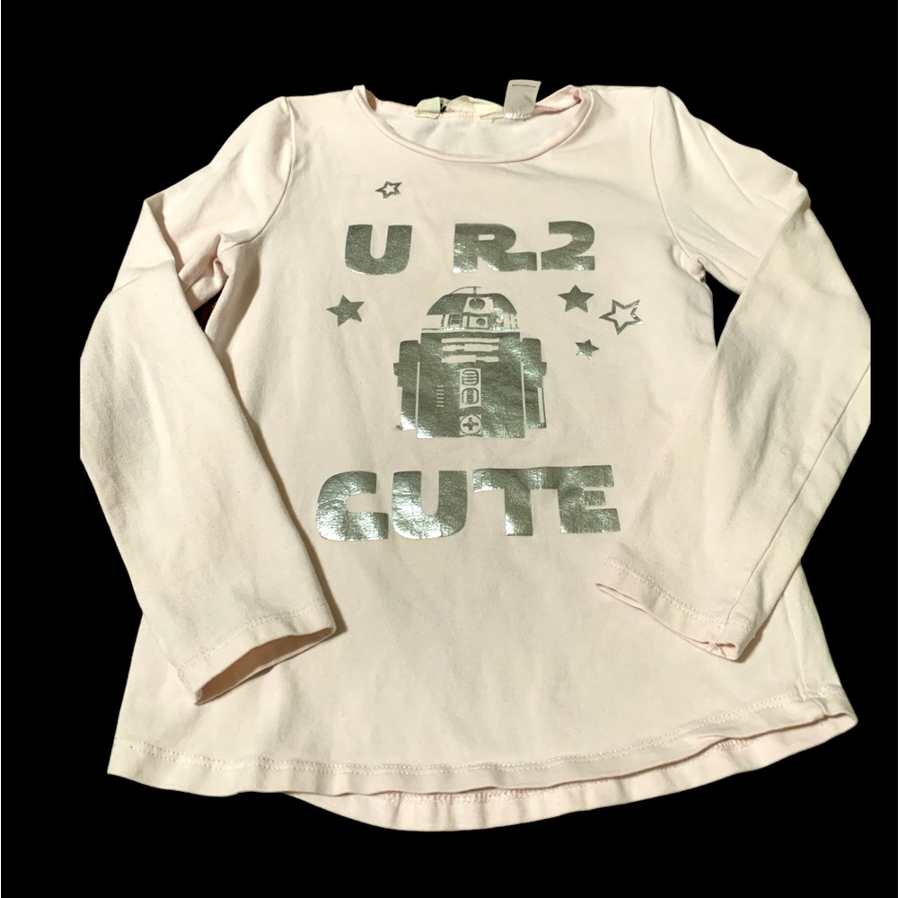 Girls R2-D2 Star Wars droid long sleeve pink shirt